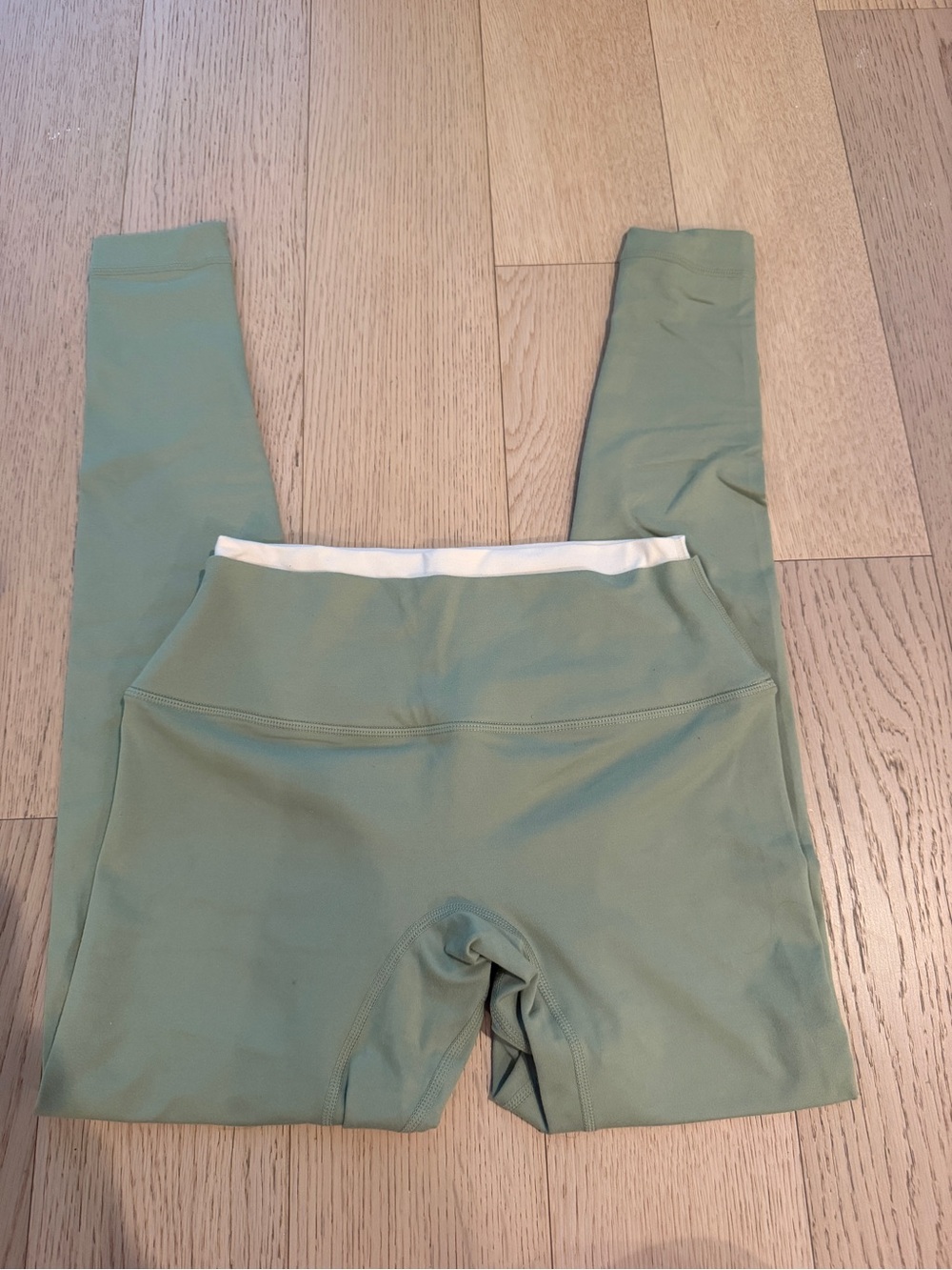 SET Active Sage Green Leggings with White Waistband